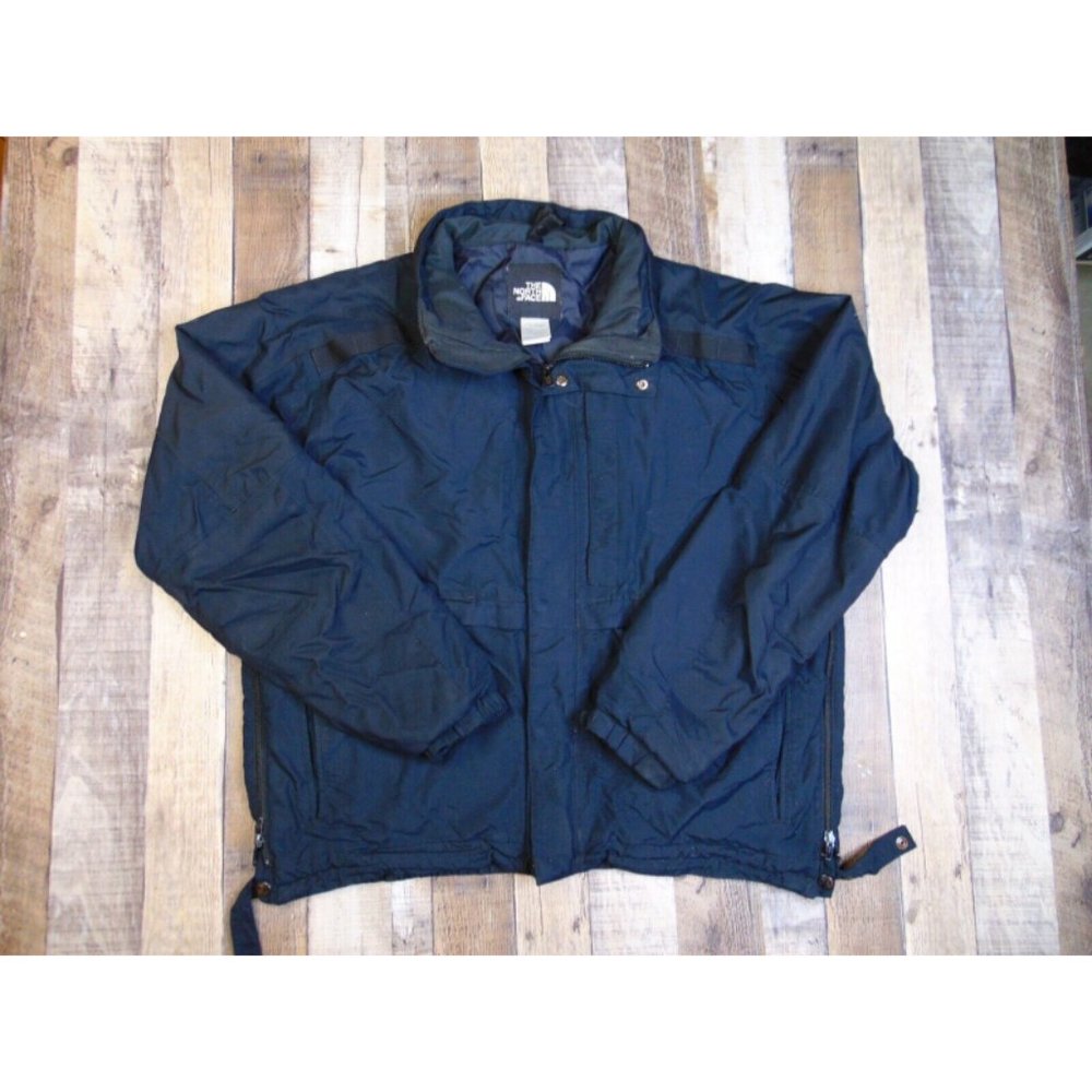 The North Face Men L Hyvent Ski Shell Jacket Full Zip Raincoat Blue *peeling*